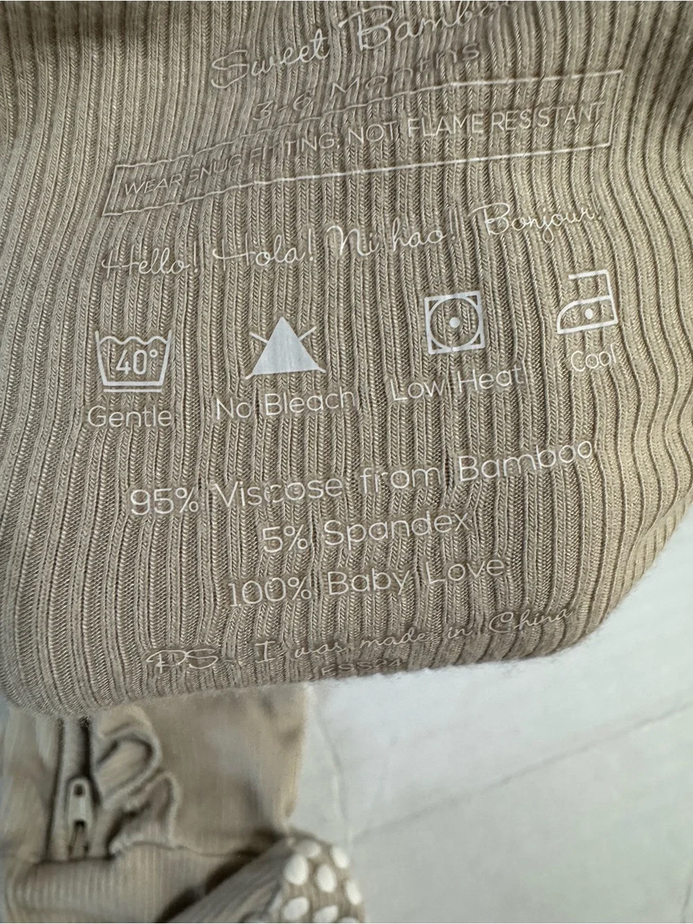 Sweet Bamboo Ruffle Footie Sleeper 3-6 Months Oatmeal Sustainable